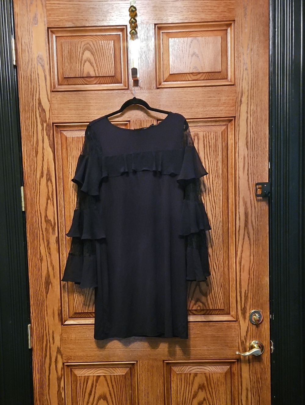 White House Black Market Black Ruffle Sleeve Dress